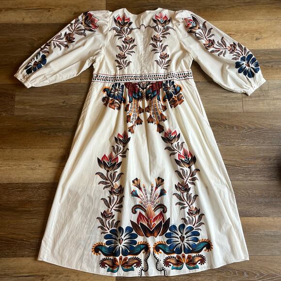Farm Rio Floral Tile Motif Maxi Long Sleeve Button Front Boho Dress Plus Sz 2X - Picture 7 of 12